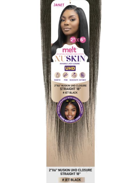 Janet MELT NUSKIN UHD Virgin Remy Human Hair 2x6 Swiss Lace